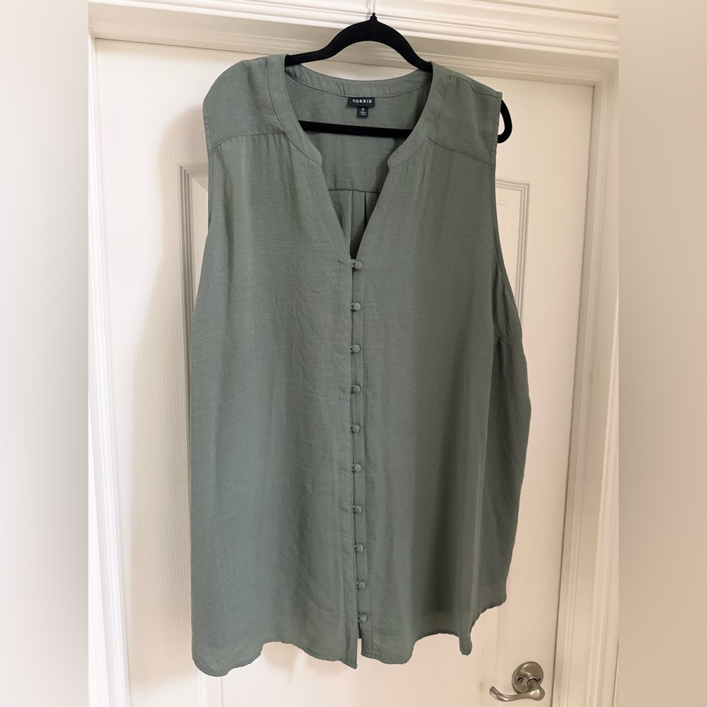 Torrid Olive Button-Down Blouse